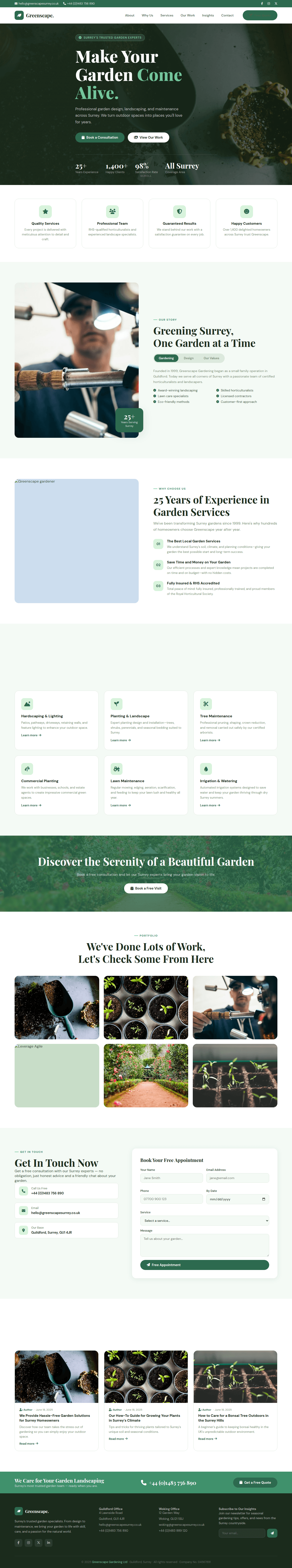 Landscaping website design example — Greenscape Gardening, Surrey