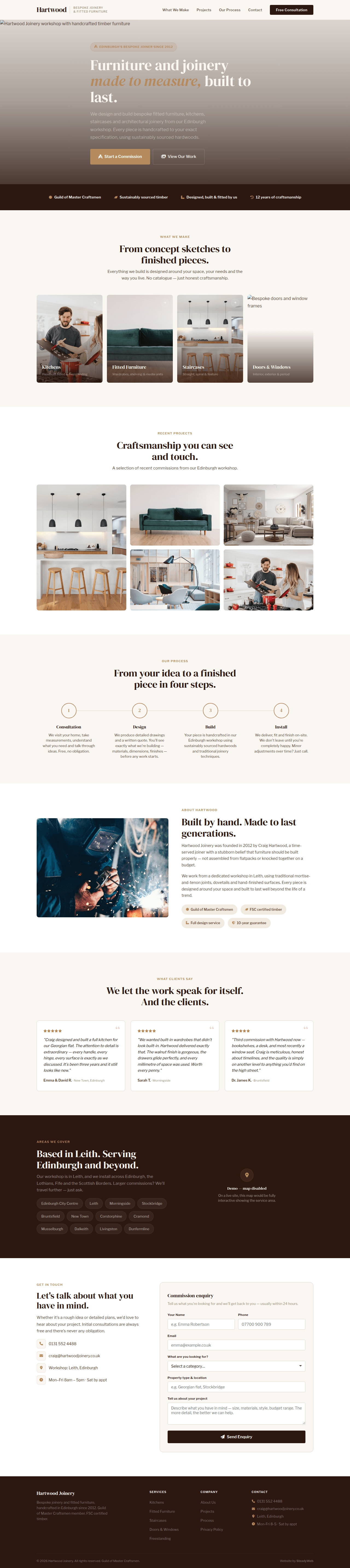 Joinery website design example — Hartwood Joinery, Edinburgh